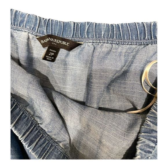 BANANA REPUBLIC DENIM CHAMBRAY STRAPLESS JOGGER ROMPER SIZE 2PETITE - Picture 6 of 16